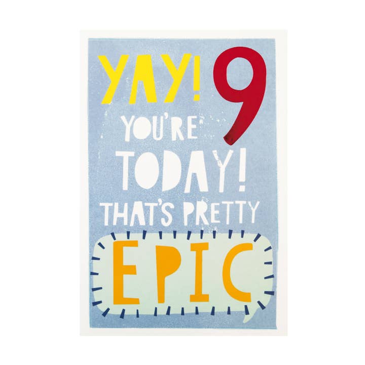 Hallmark – wholesale Birthday card – 9th Birthday Card - Contemporary Text Based Design2