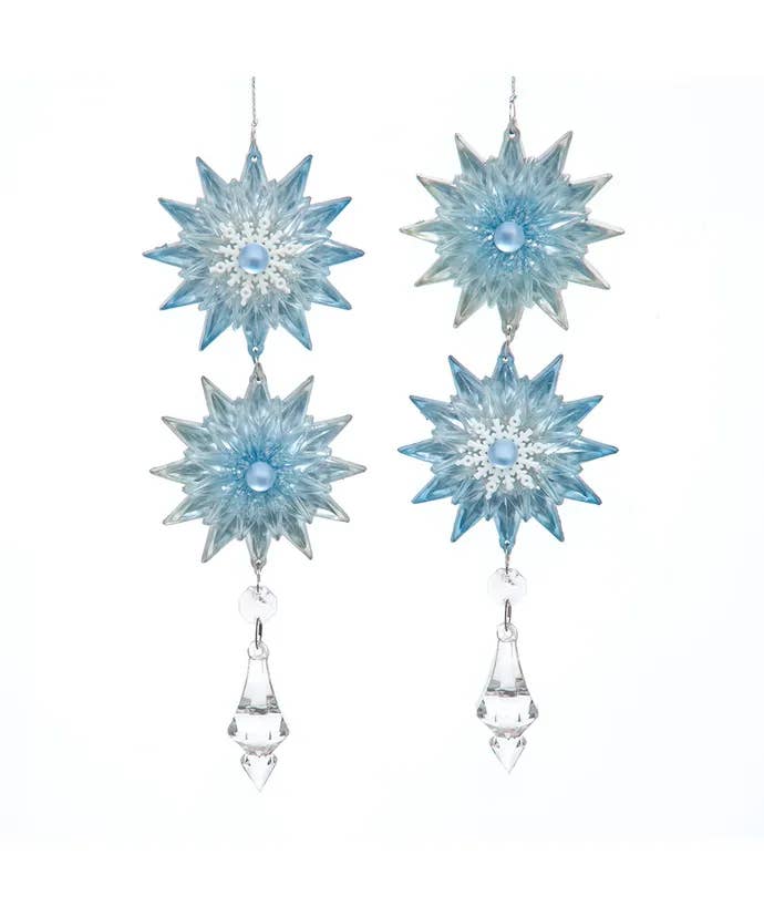 Kurt S. Adler, Inc. - Wholesale Ornament - 8.3" Blue/Platinum Star/Color Dangle/Snowflake 2 Assorted