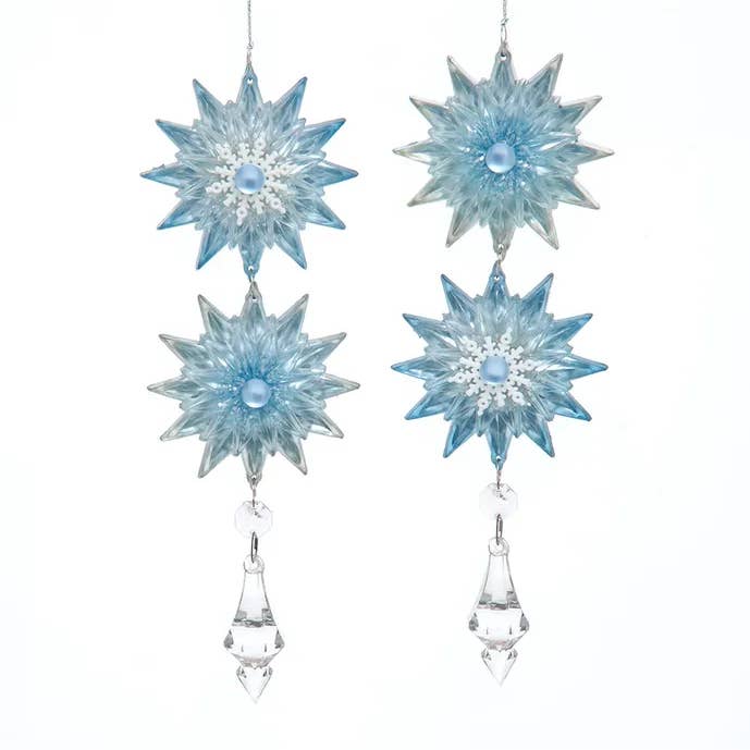 Kurt S. Adler, Inc. - Wholesale Ornament - 8.3" Blue/Platinum Star/Color Dangle/Snowflake 2 Assorted0