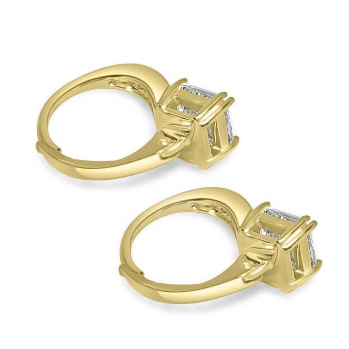 Diamond Veneer Travel Jewelry - Wholesale Huggie Earrings - 2CT TW Asscher cut Diamond Veneer Cubic Zirconia Earrings. 6