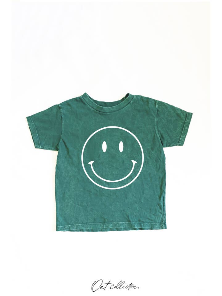 OAT COLLECTIVE - Wholesale Screen Printed T-Shirt - Kids - SMILEY FACE Toddler Washed Graphic Top