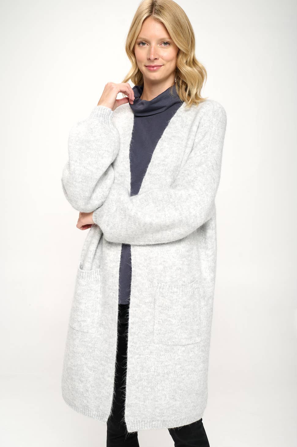 Grigio Cardigan oversize in maglia con maniche lunghe in vendita all'ingrosso su Faire2