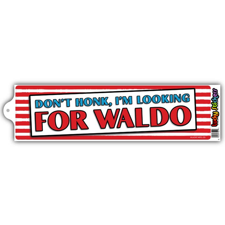 Lucky Mfg. Co. - Wholesale Sticker - Don't Honk, I'm Looking For Waldo Bumper Sticker1