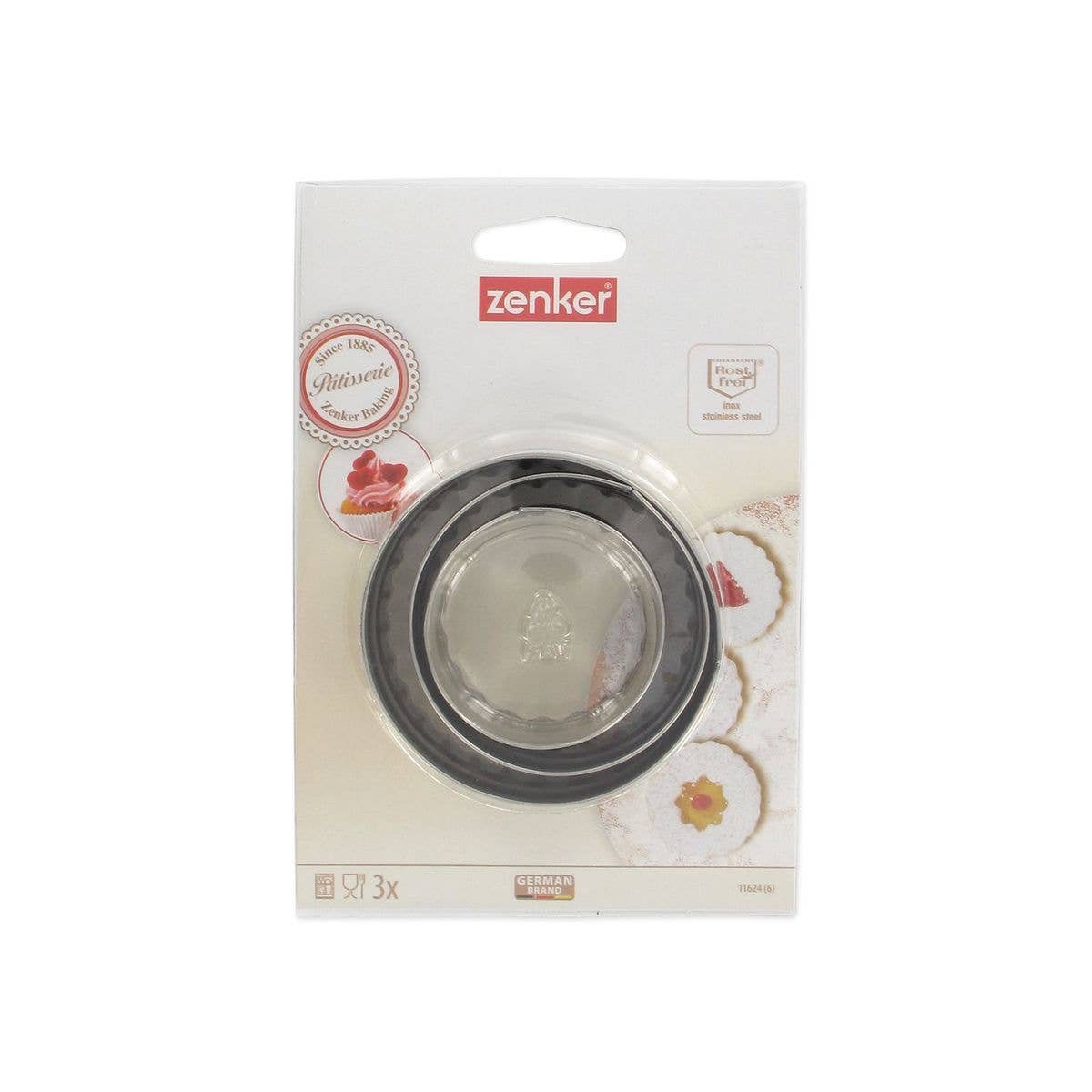 Zenker - Vendita all'ingrosso Utensile/attrezzo da cucina - Set di 3 formine per biscotti Zenker rotonde e scanalate5