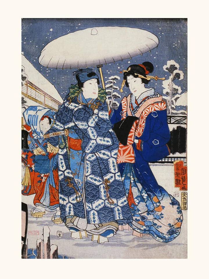KUNISADA Una pareja y un niño en la nieve para venta al por mayor de Salam Editions