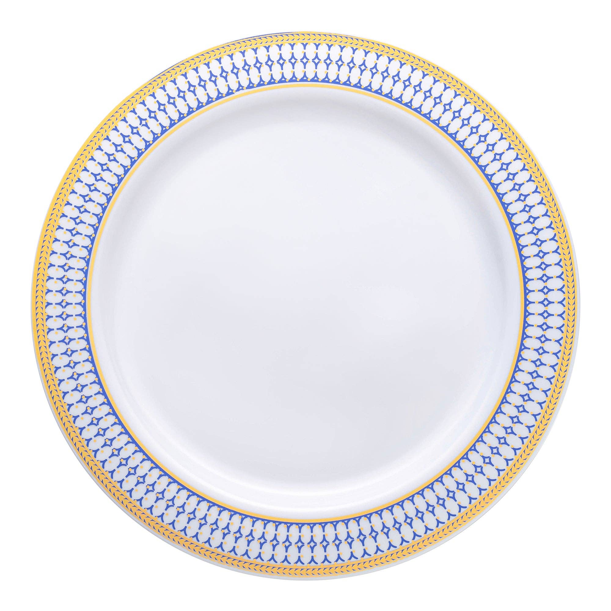 Smarty had a Party - Wholesale Disposable Plate - 10.25" White/Blue Gold Rim Plastic Dinner Plates - 120 pcs1