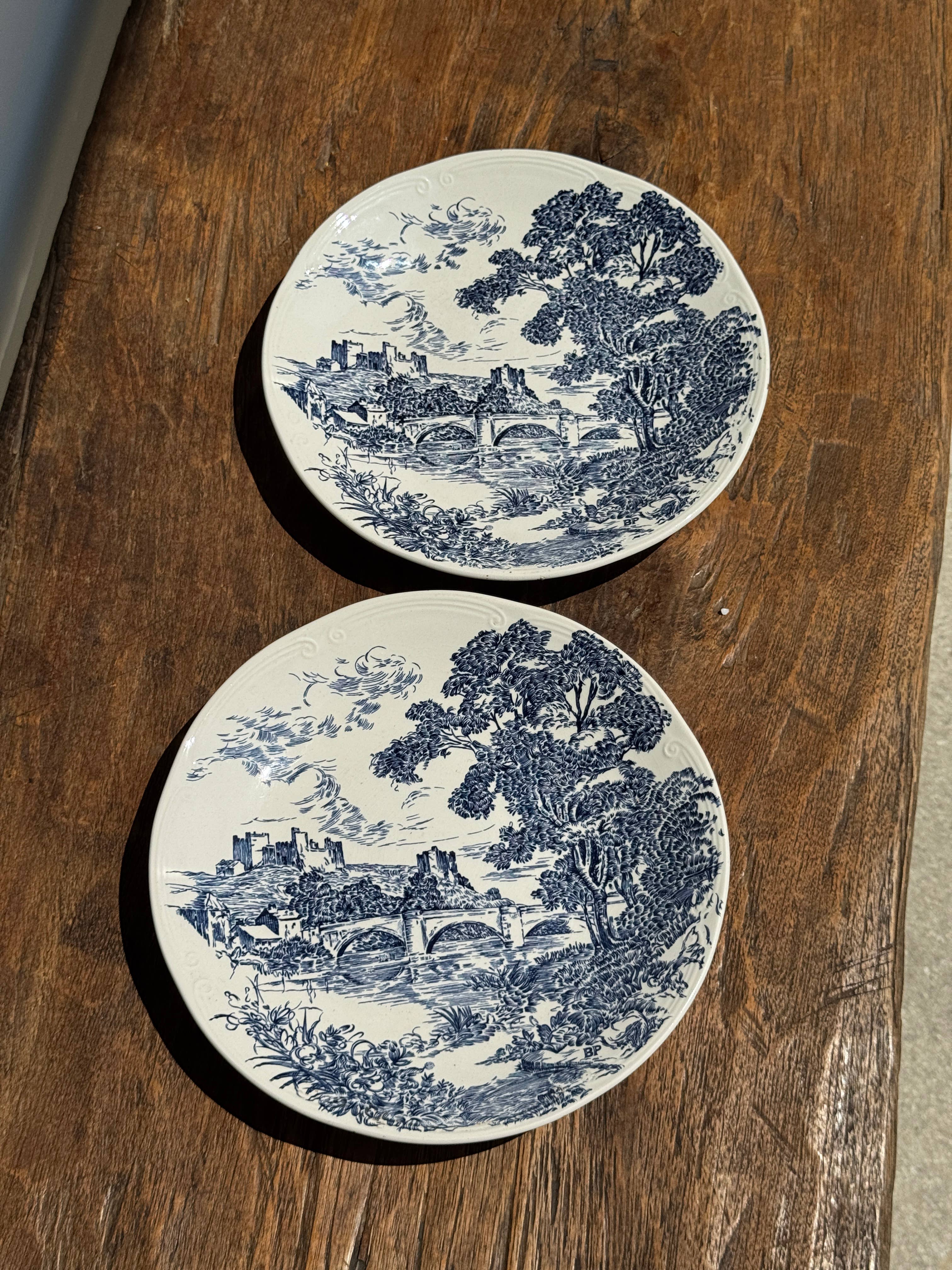 Office Objets - Wholesale Dinner Plate - Set of 2 earthenware plates with blue decoration3