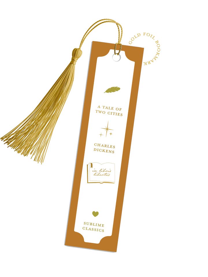 Marcador de Literatura Clásica "Historia de dos ciudades" con Borla y Lámina Dorada para venta al por mayor de Sublime & Co.