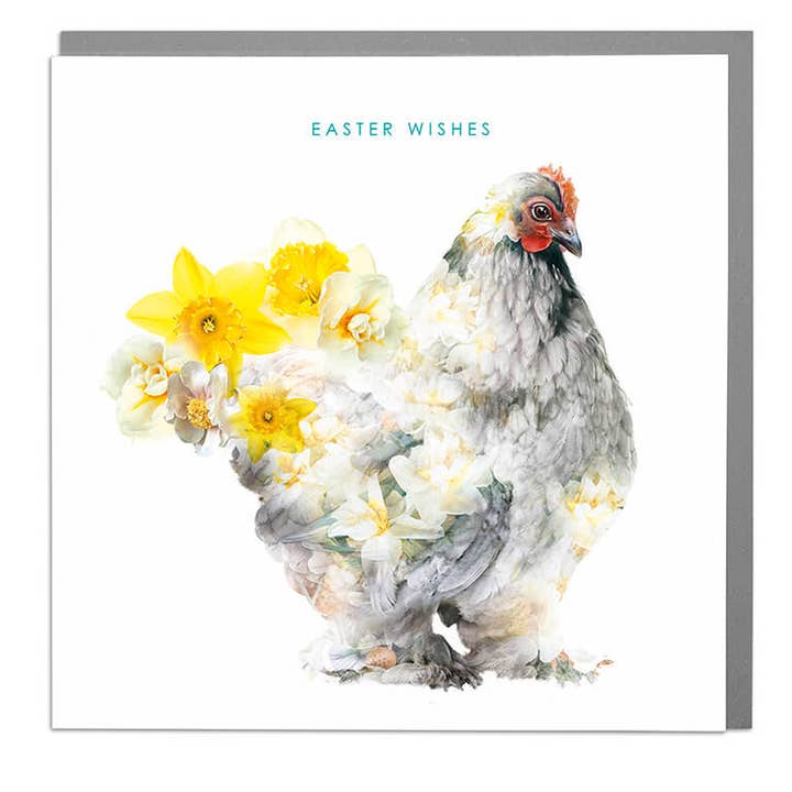 Brahma Hen Easter Wishes Card by Lola Design for wholesale by Lola Design Ltd