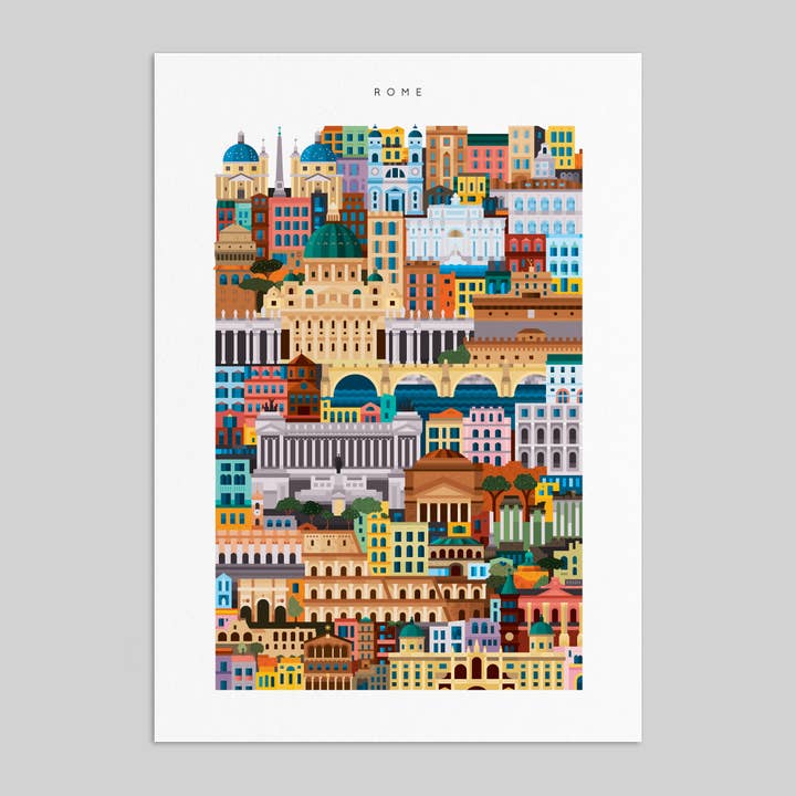 The City Works - Wholesale Art Print - Rome A3 Blockprint