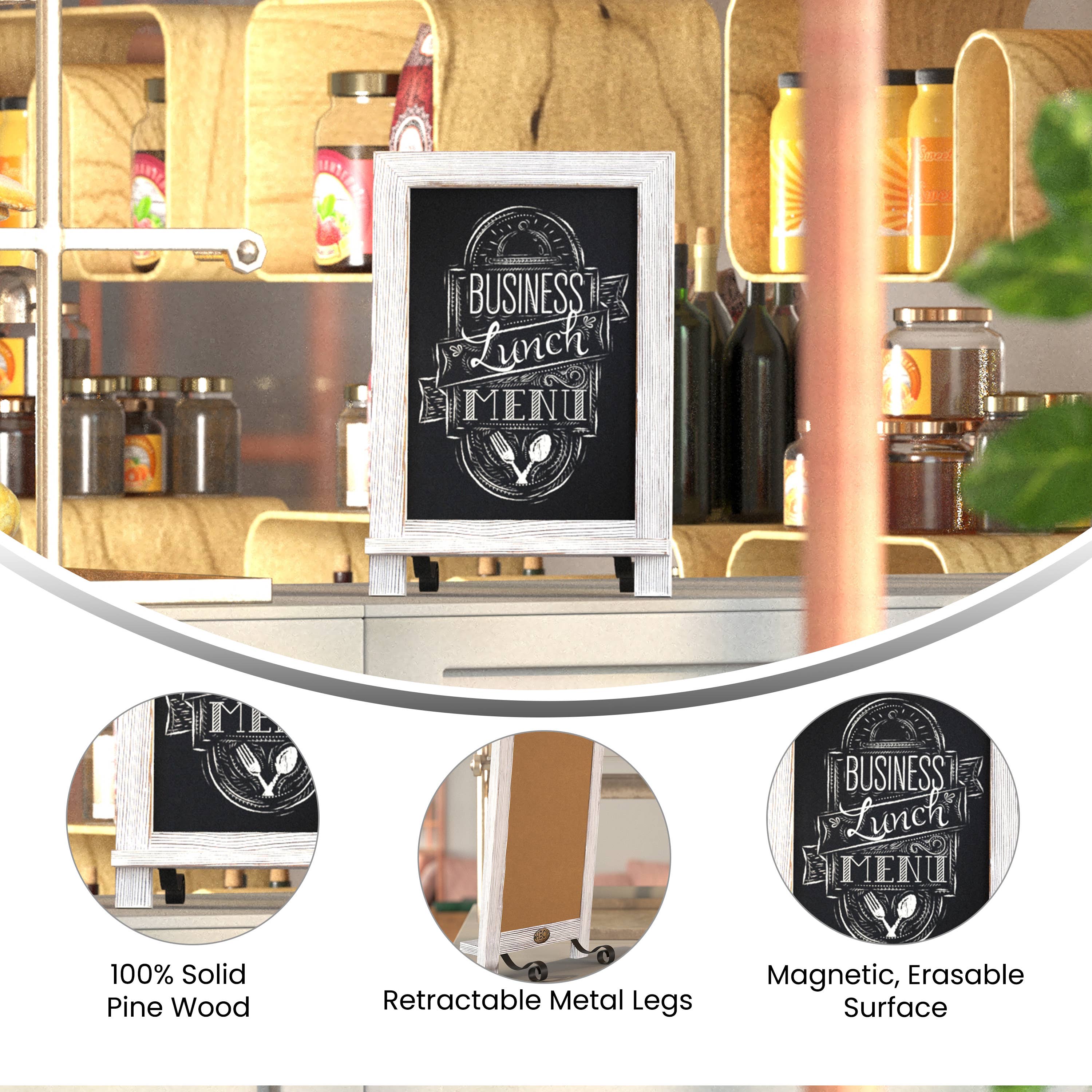 White Wash HBCY Whitewashed Magnetic Tabletop/Hanging Chalkboard-Small for wholesale on Faire3