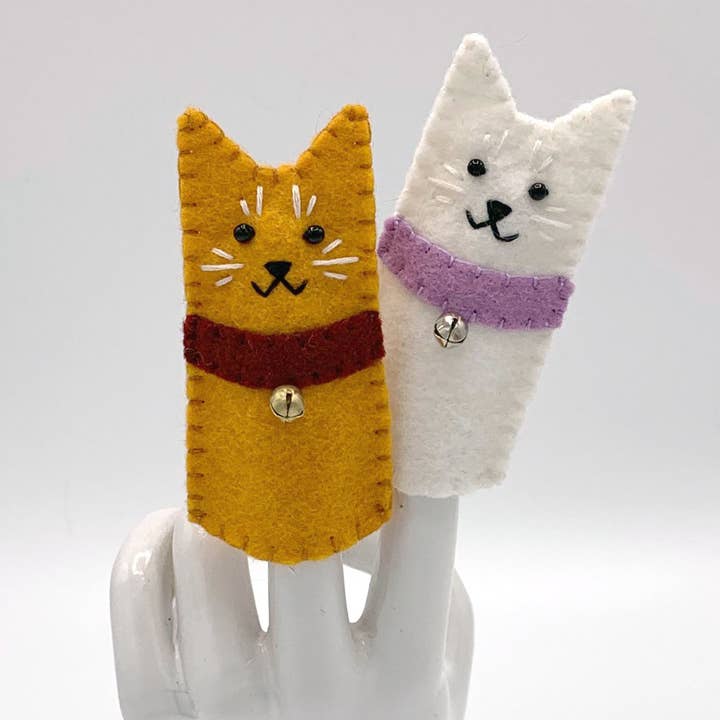 Jingle Cat Felt Finger Puppet for wholesale by Lumpy Buttons