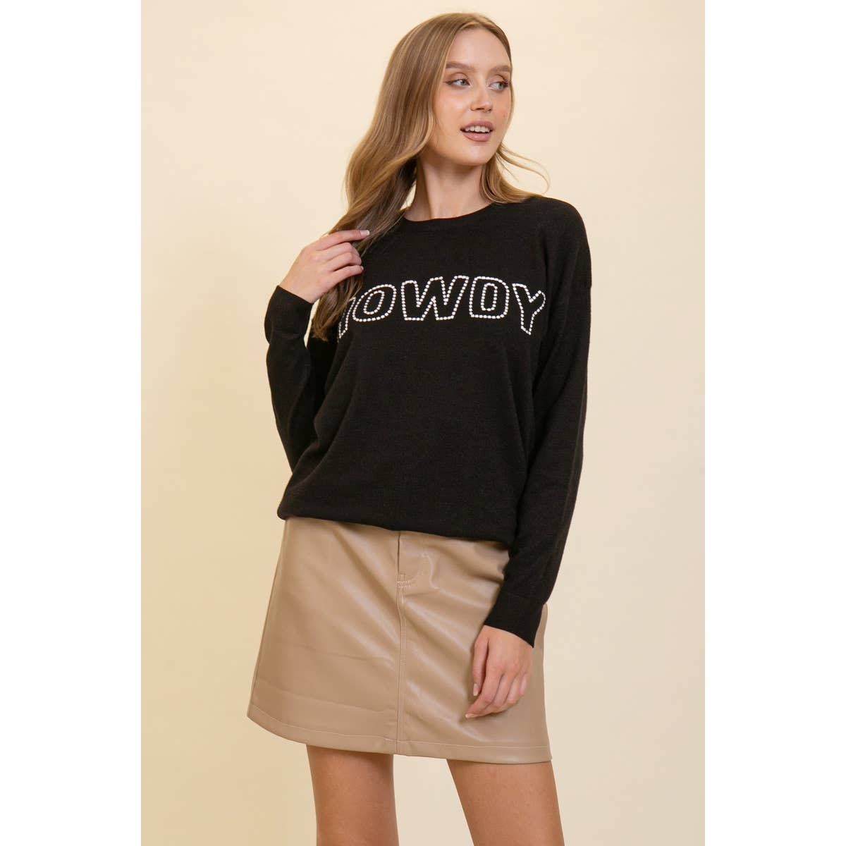 Blue Bunny Inc - Wholesale Knit Sweater - Women's - Playful HOWDY Stitched Sweater for Cozy Casual Style2