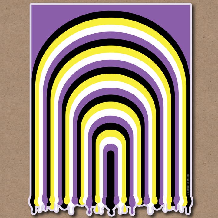 Non-Binary Dripping Rainbow Sticker for wholesale by Tiny Werewolves