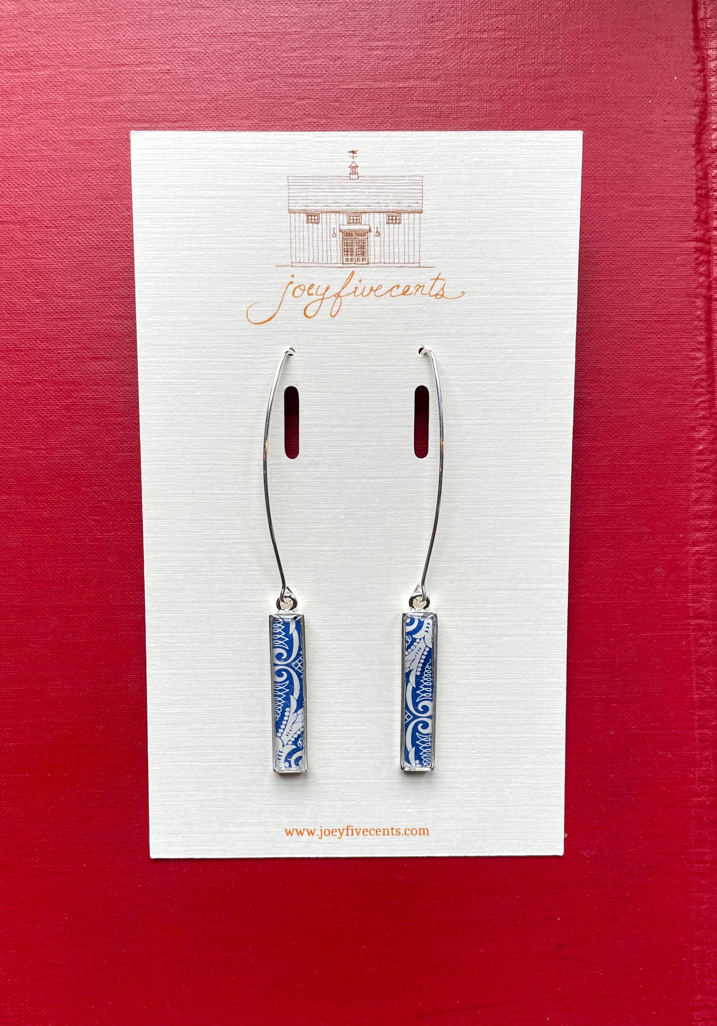 joeyfivecents - Vente Boucles d'oreilles pendantes - Boucles d'oreilles rectangulaires, bleues d'inspiration déco, minimalistes4