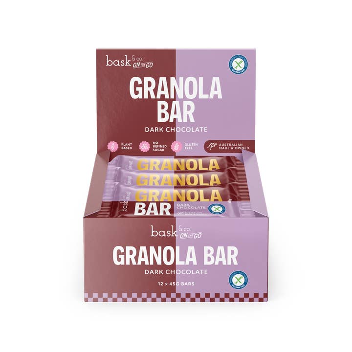 Bask and Co - Wholesale Snack Bar - Dark Chocolate Granola Bars 45g1