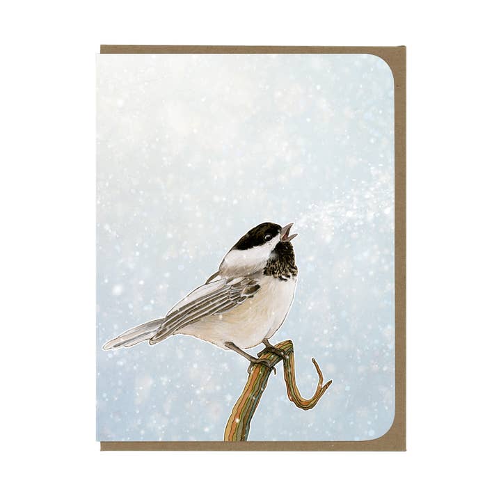 Winter Scene - Chickadee and Snow - Blank Card for wholesale by Amy Rose Moore Illustration