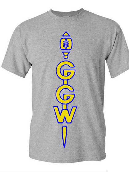 Vertical Spear (Outline) - Blu&Ylw On Grey for wholesale by Gods of Gridiron War