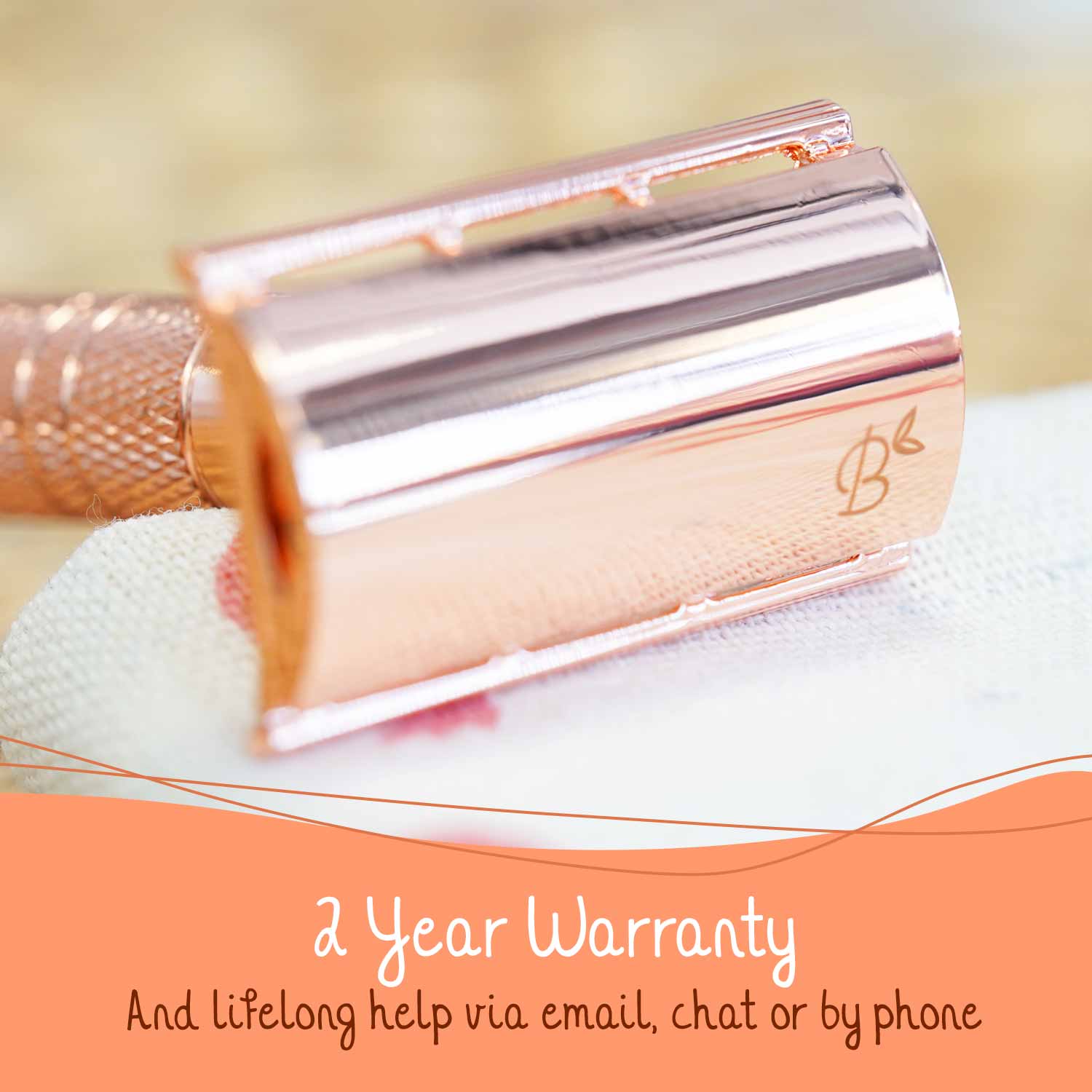 Bamboozy x Cosmeau - Venta al por mayor Maquinilla de afeitar - Afeitadora de seguridad de aluminio en color rosa dorado brillante5