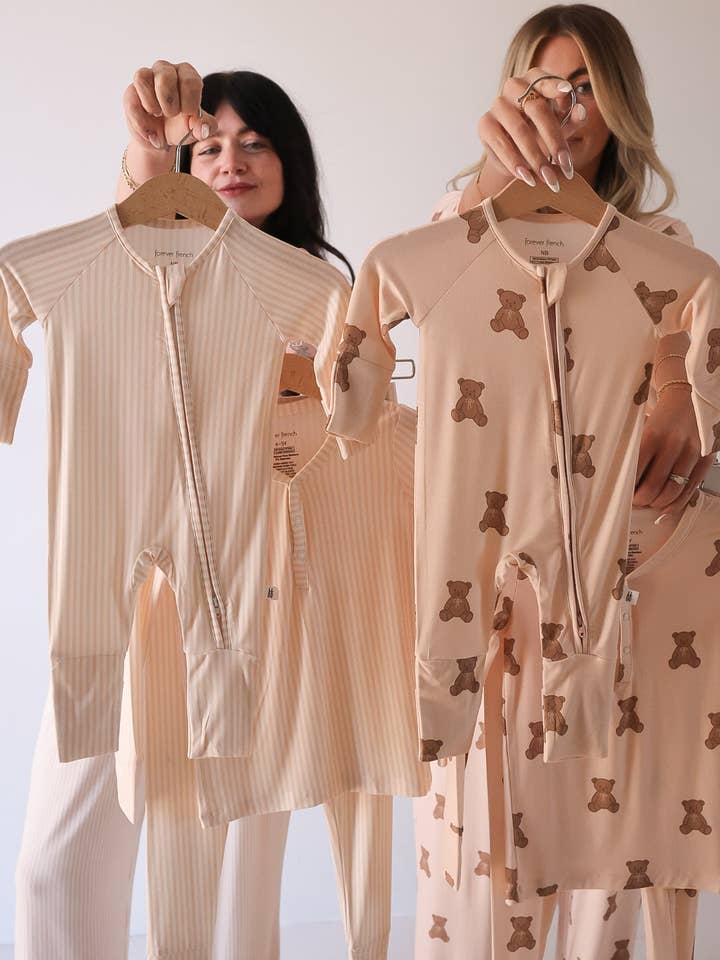 Forever French Baby - Wholesale Sleepsuit - Baby - Bamboo Zip Pajamas | Sadie Stripe2