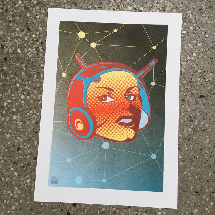VrijFormaat - Venta al por mayor Ilustración - Impresión Riso - SciFi Lady - A4