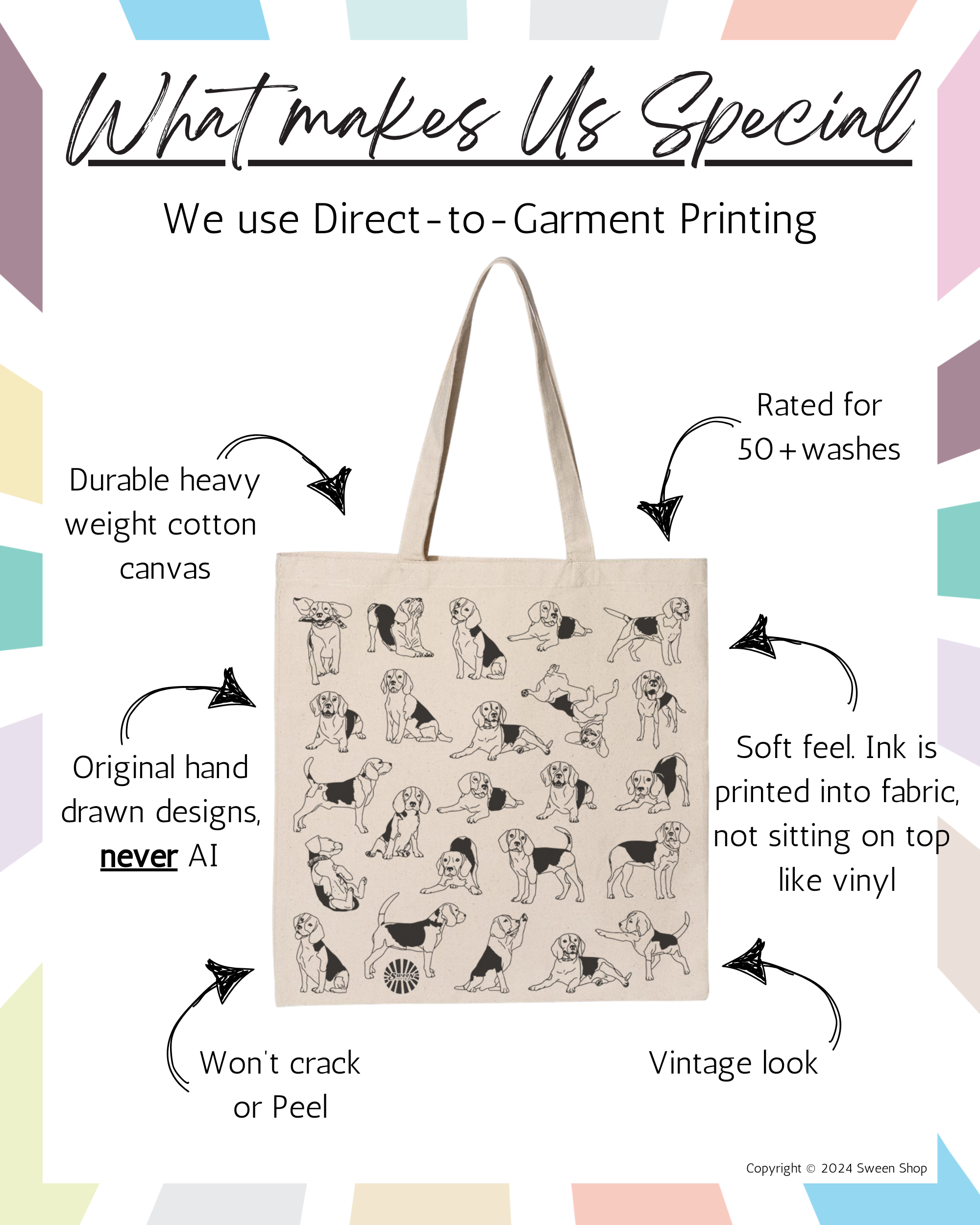 Sween Shop - Wholesale Tote Bag - Unisex - Beagle Canvas Tote Bag for Dog Lovers and Dog dad Gift6