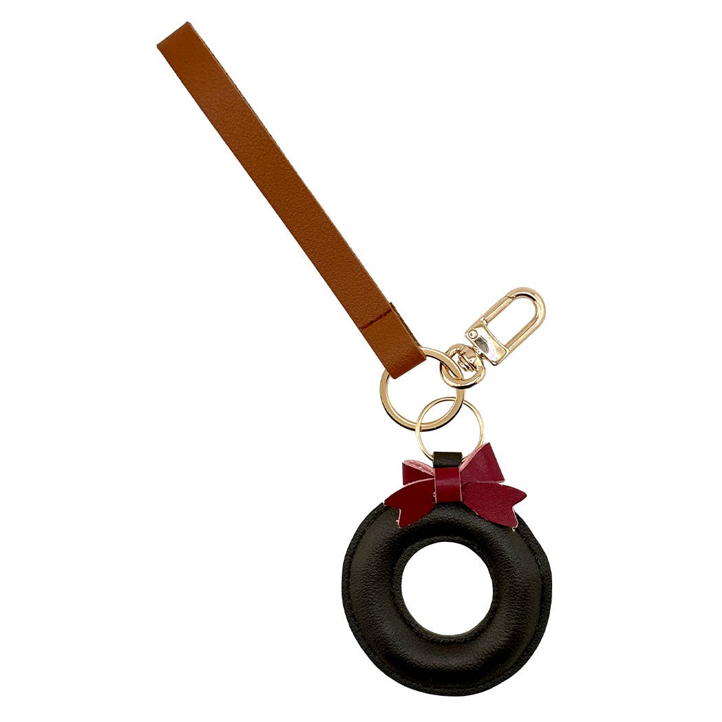 Fashion City - Wholesale Keychain – Women's - Alphabet with Bow Faux Leather Key Chain Bag Charm1