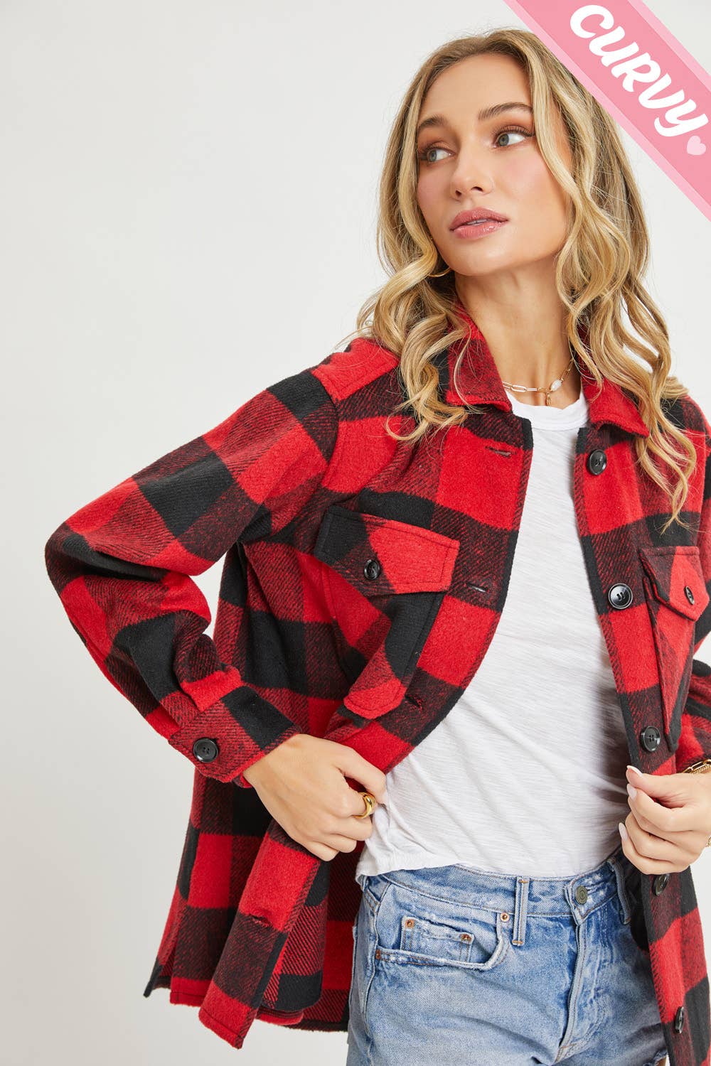 Sweet Lovely by Jen – wholesale Shirt Jacket/Shacket - Women’s – PLUS SIZE FLANNEL OUTEWERAR SHACKET28