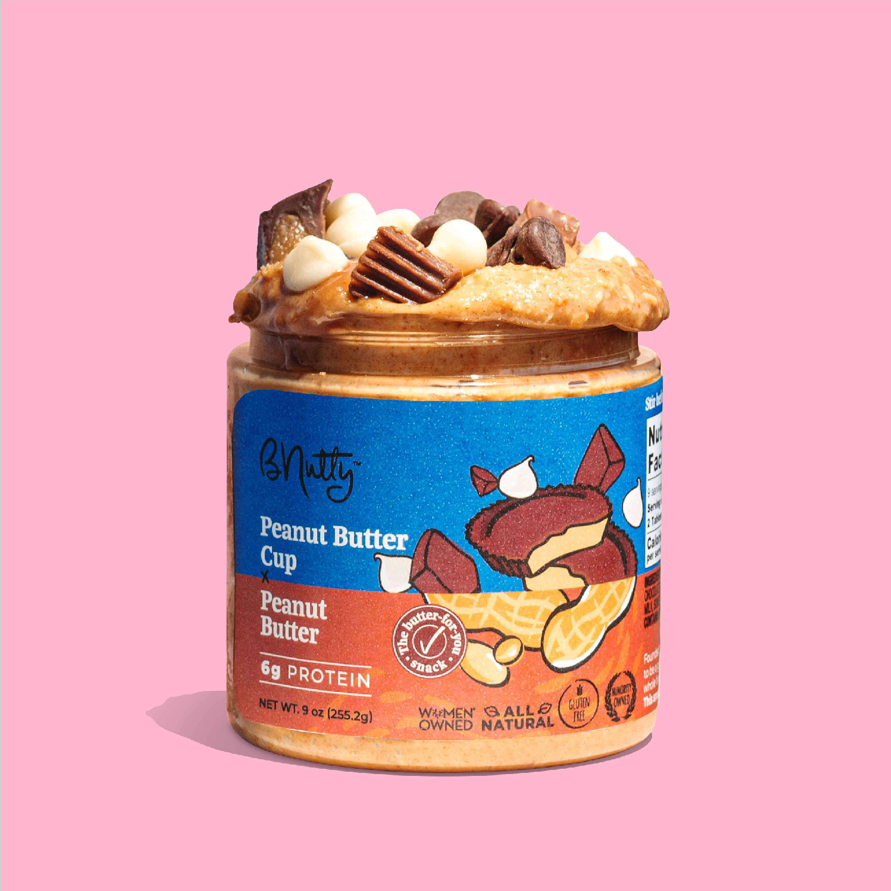BNutty Peanut Butter - Wholesale Nut Butter - Peanut Butter Cup BNutty Peanut Butter- Case of 6- 9oz1