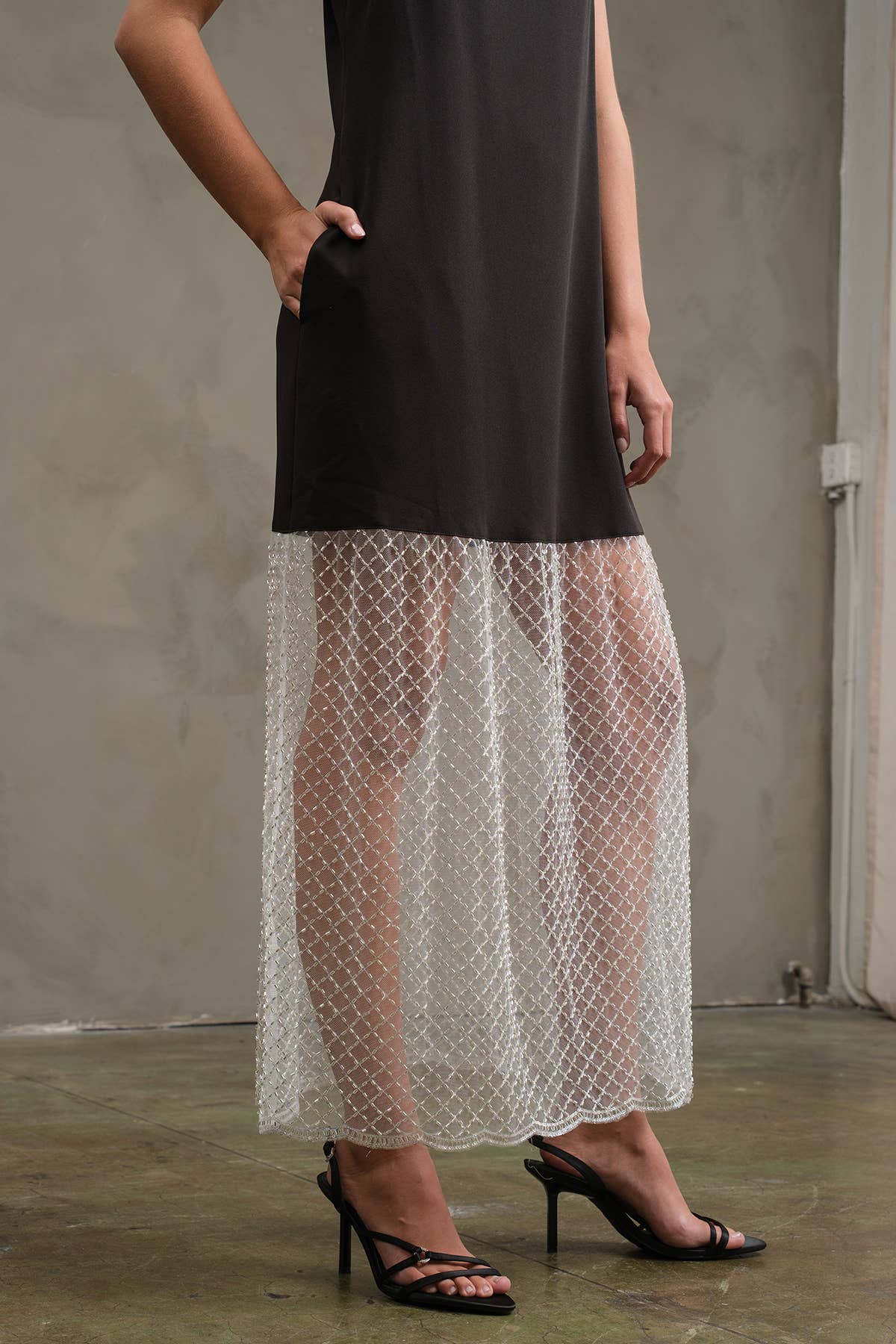 Noir Robe Cocktail à Perles - RD1188 en vente sur Faire2