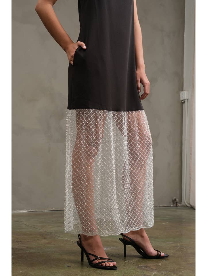 Noir Robe Cocktail à Perles - RD1188 en vente sur Faire2