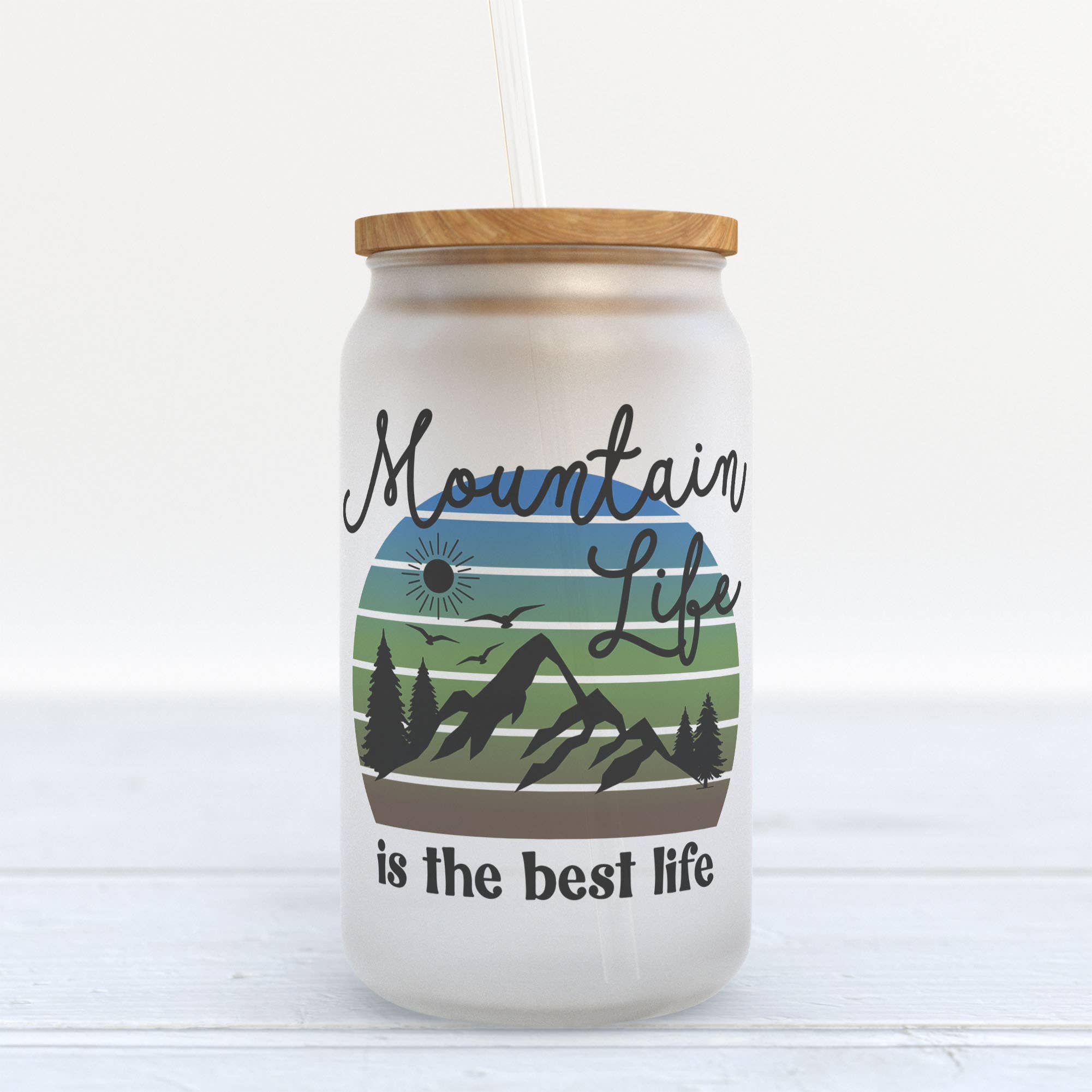 Heart & Willow Prints - Vente Verre/tasse - Gobelet personnalisé en verre givré Mountain Life Hometown2