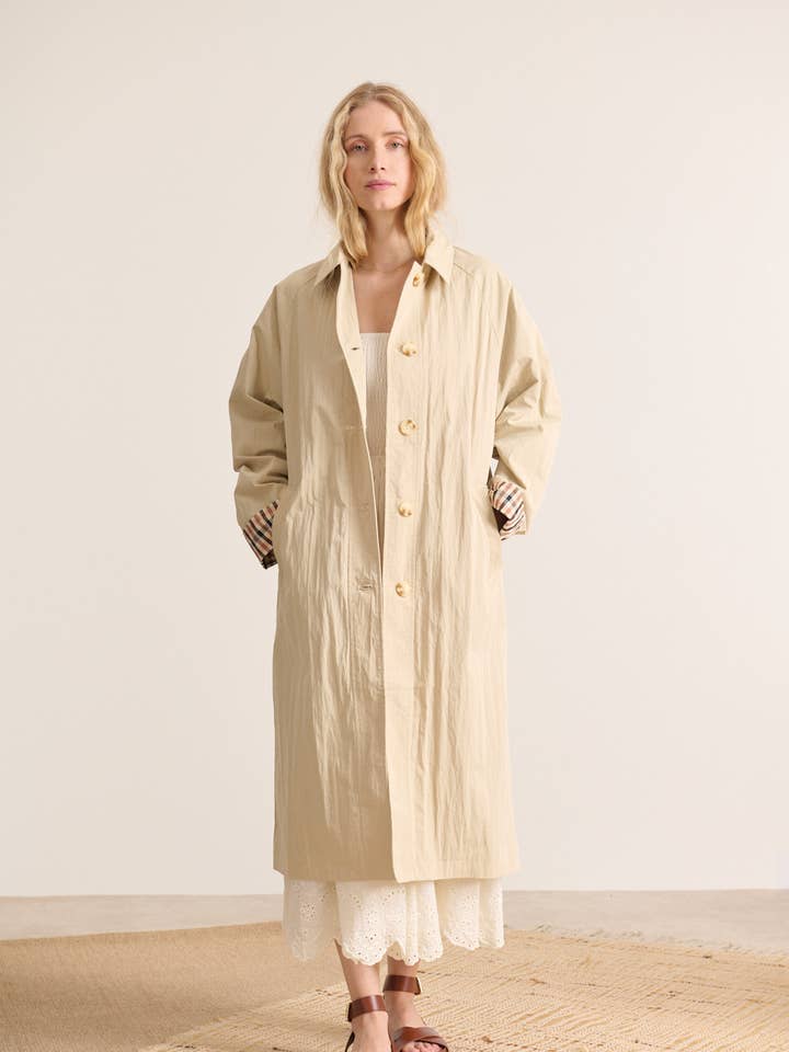 Trench coat with checkered lining - VANCOUVER for wholesale by Garance Paris