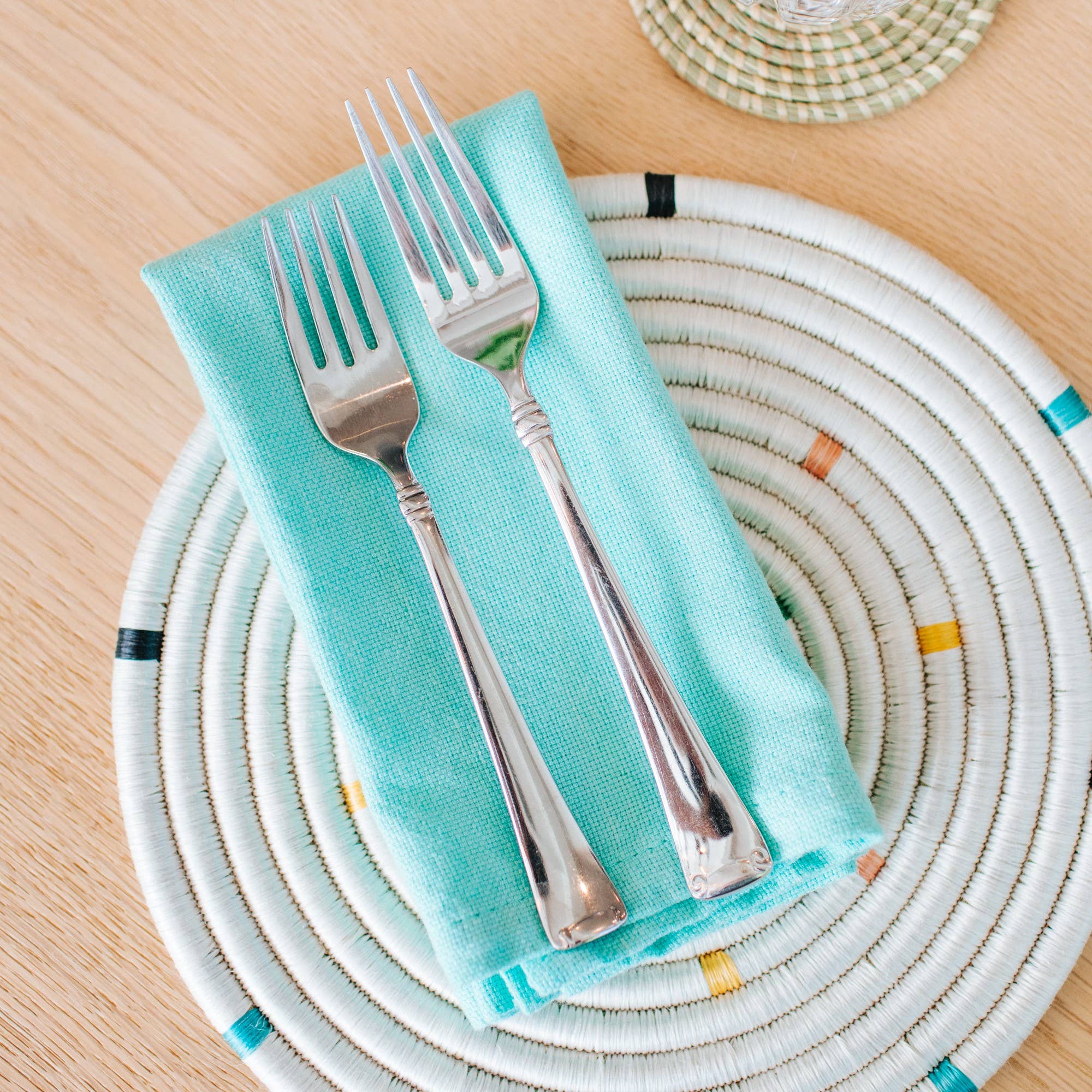 Amsha – wholesale Dinner & cloth napkin – Hand-Loomed Cotton Napkins, Set of 4: Turquoise2