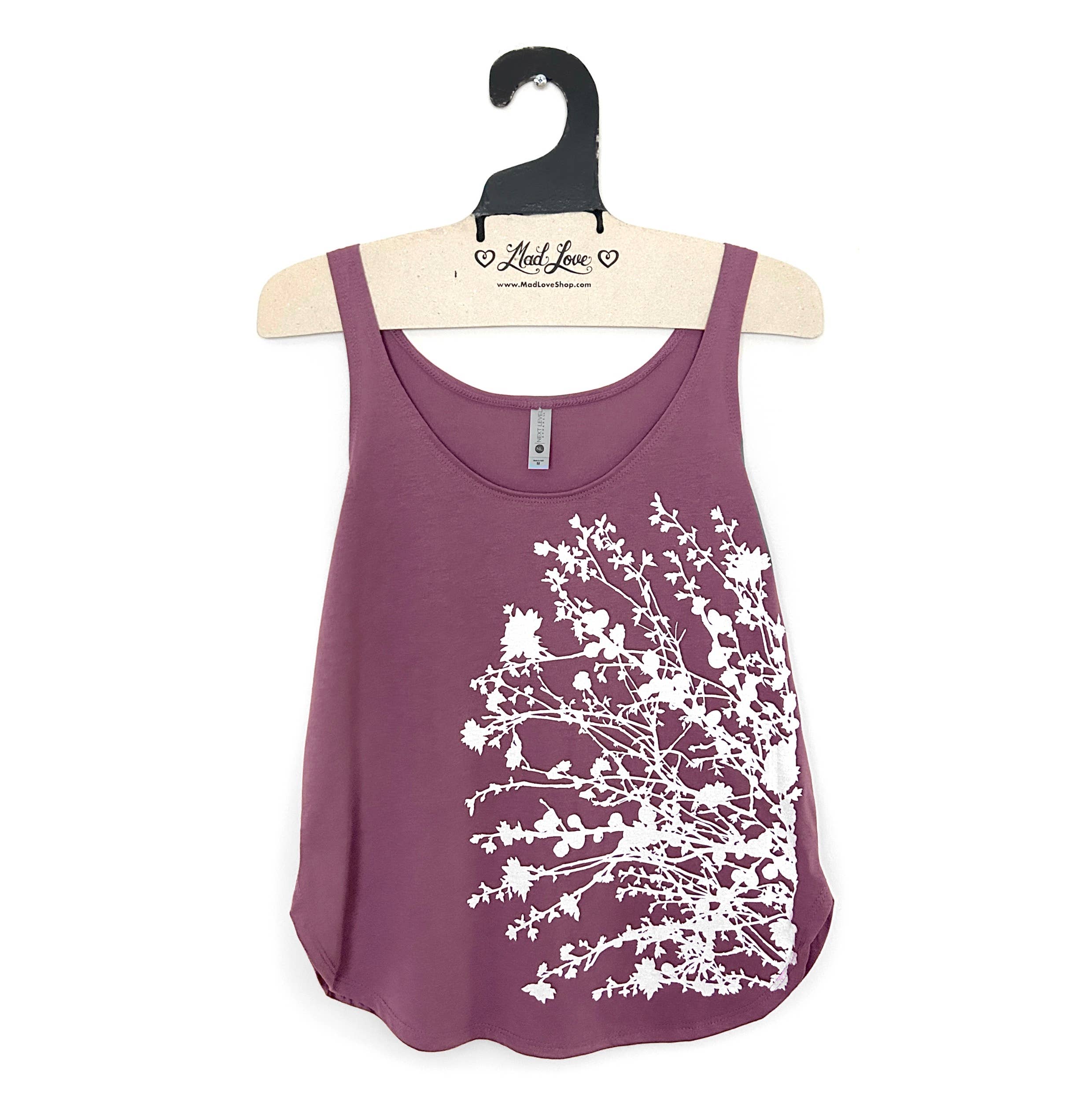 Mad Love Shop - Wholesale Tank Top - Women's - Pink or Purple Scoop Side Slit Tank with Flowering Branches0