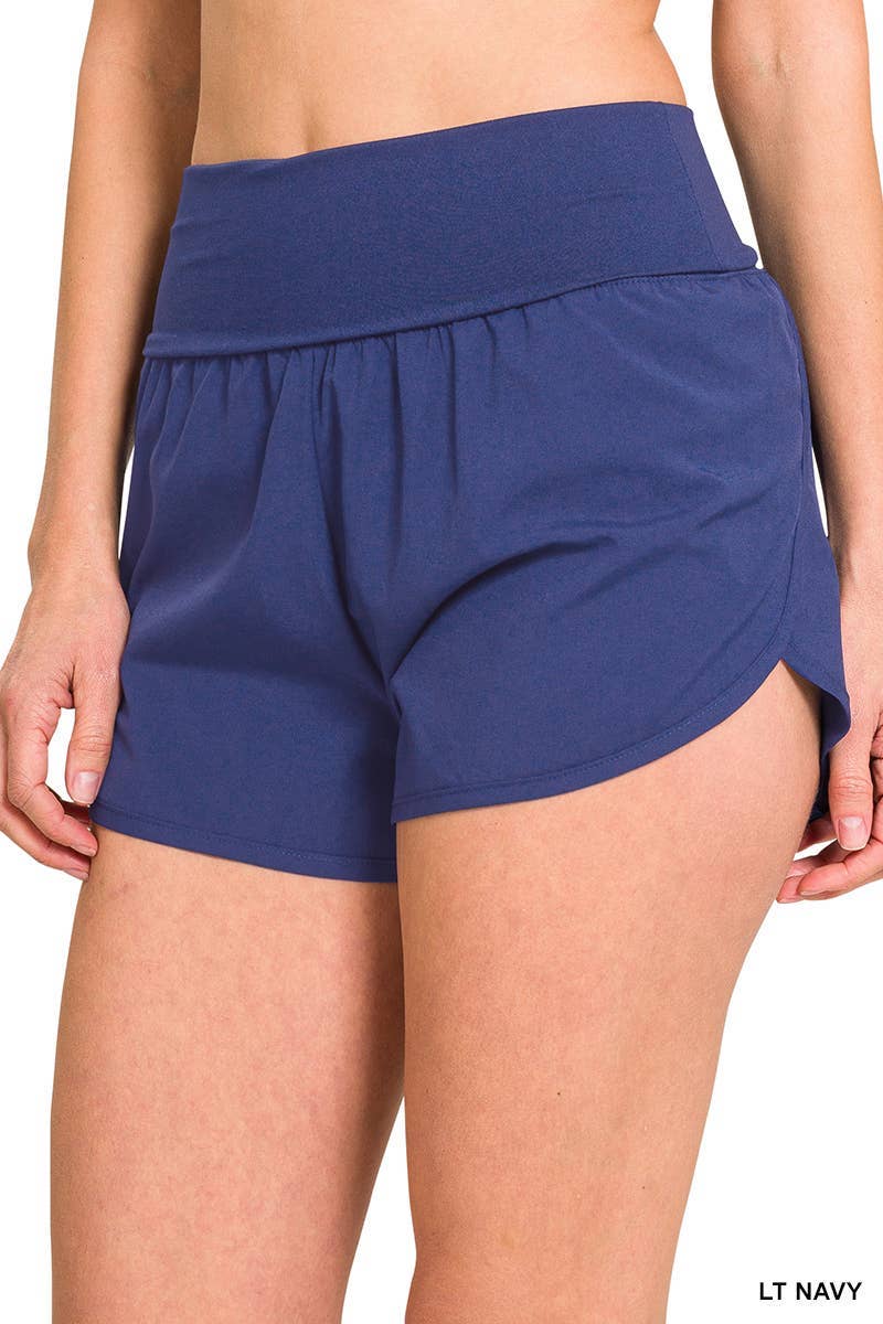 Vanilla Monkey - Wholesale Athletic Shorts - Women's - High Waisted Band Fold-over Running Shorts9