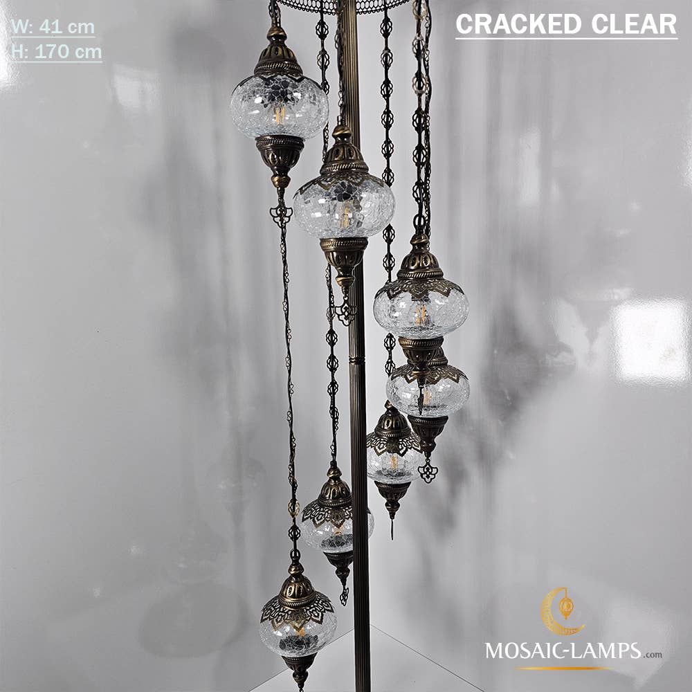 Mosaic Lamps – Engroshandel Gulvlampe – 7 Cracked Clear Globe tyrkiske gulvlamper, Stue Bedsi10