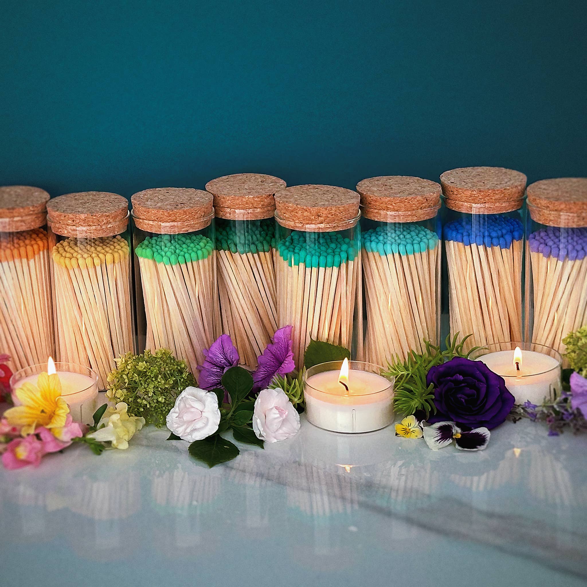 Thankful Greetings - Vendita all'ingrosso Fiammifero - Fiammiferi di sicurezza da 10 cm in barattolo con tappo in sughero grande - colori a scelta33