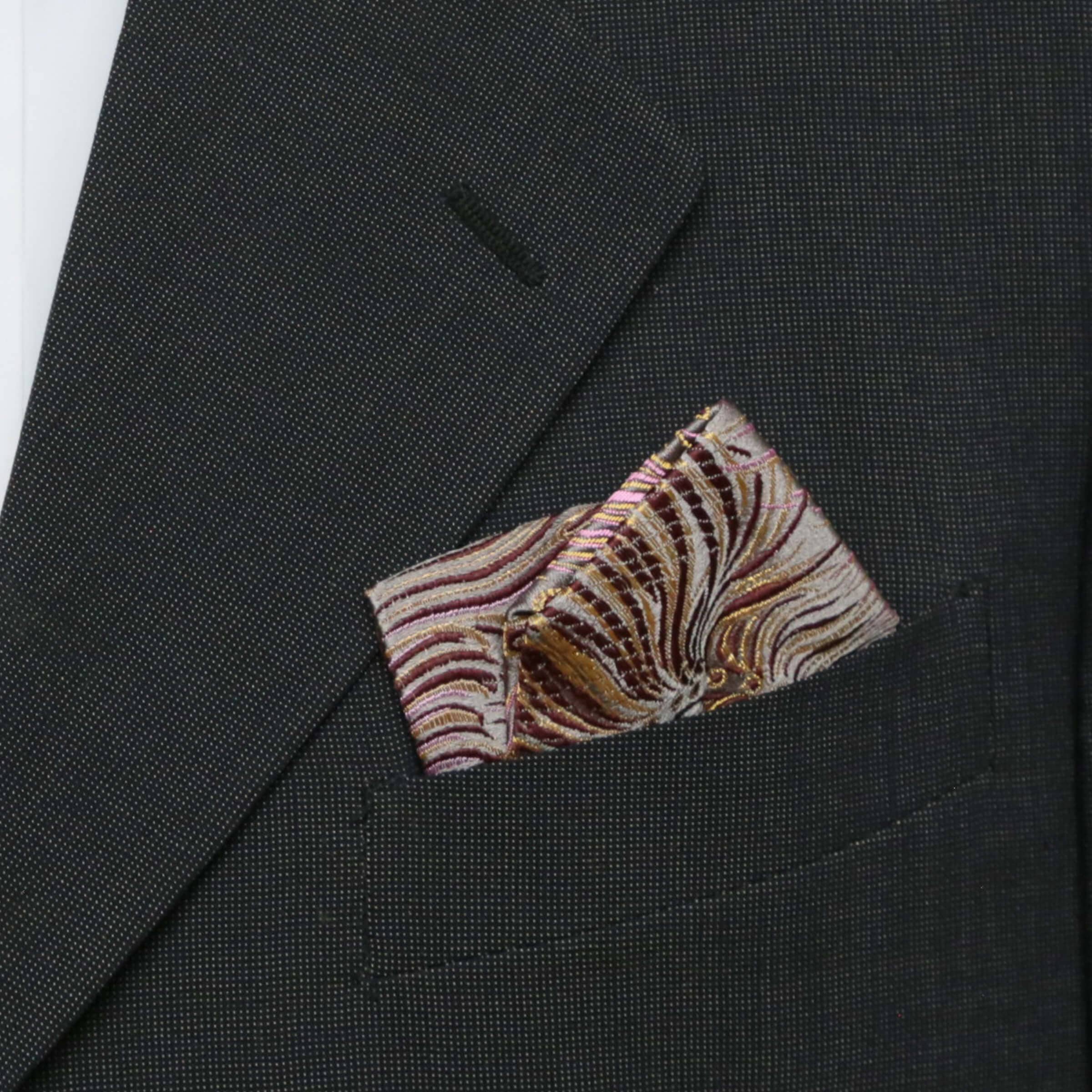 Cathayana - Wholesale Pocket Square - Men's - Peacock Feather Brocade Pocket Square, Handkerchief7