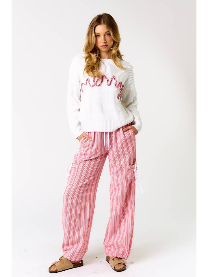 IVORY IBT33452 CHRISTMAS MERRY SUGARCANE COZY SWEATER for wholesale on Faire
