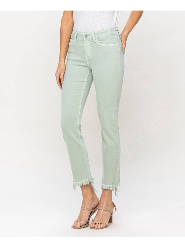 MINT MID RISE CROP STRAIGHT JEANS V3370MI for wholesale on Faire