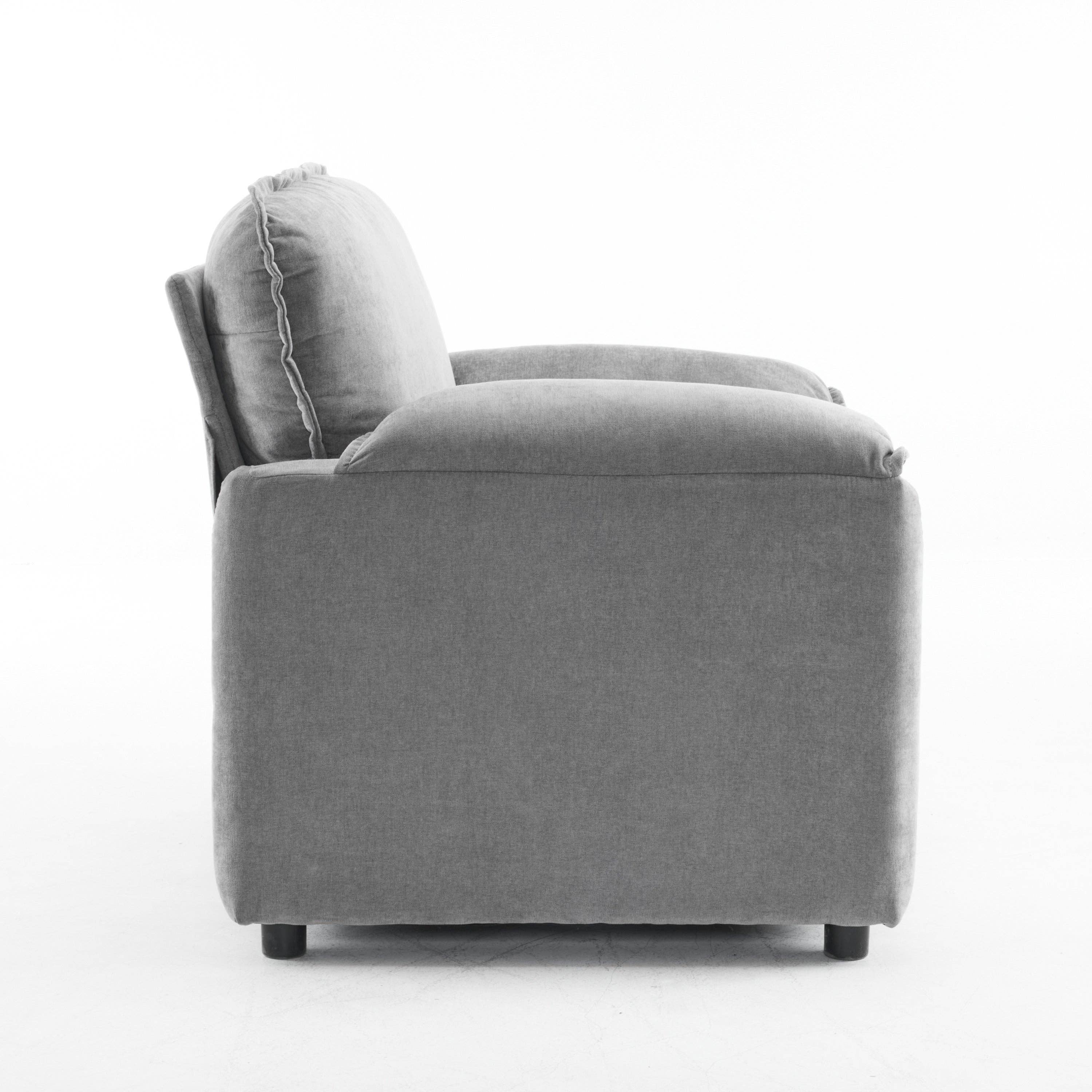HOMYCASA DESIGN INC - Vente Chaises - Fauteuil Lounge en Chenille Moelleuse - Grand Fauteuil de Lecture avec Coussins Épais, Support Dossier Haut, Gris9