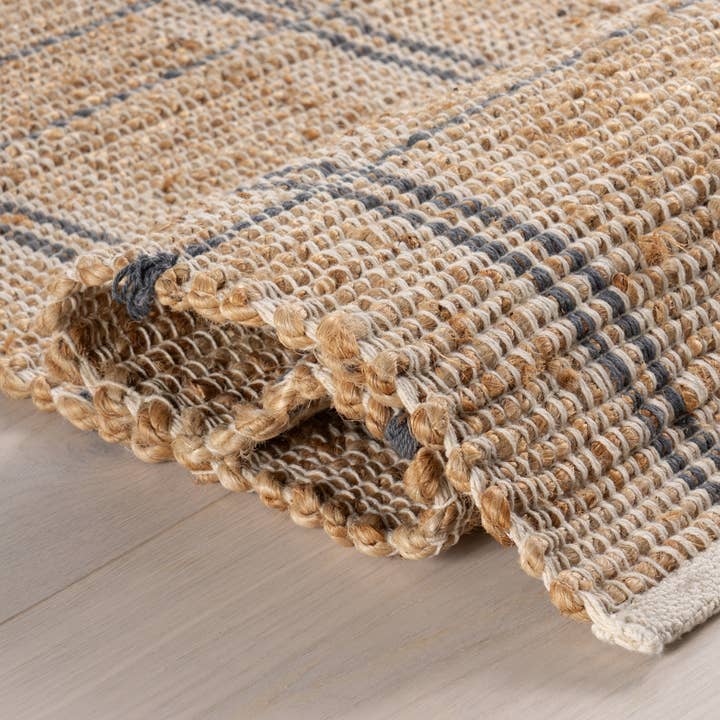 Natural Oscar Plaid Jute Area Rug for wholesale on Faire