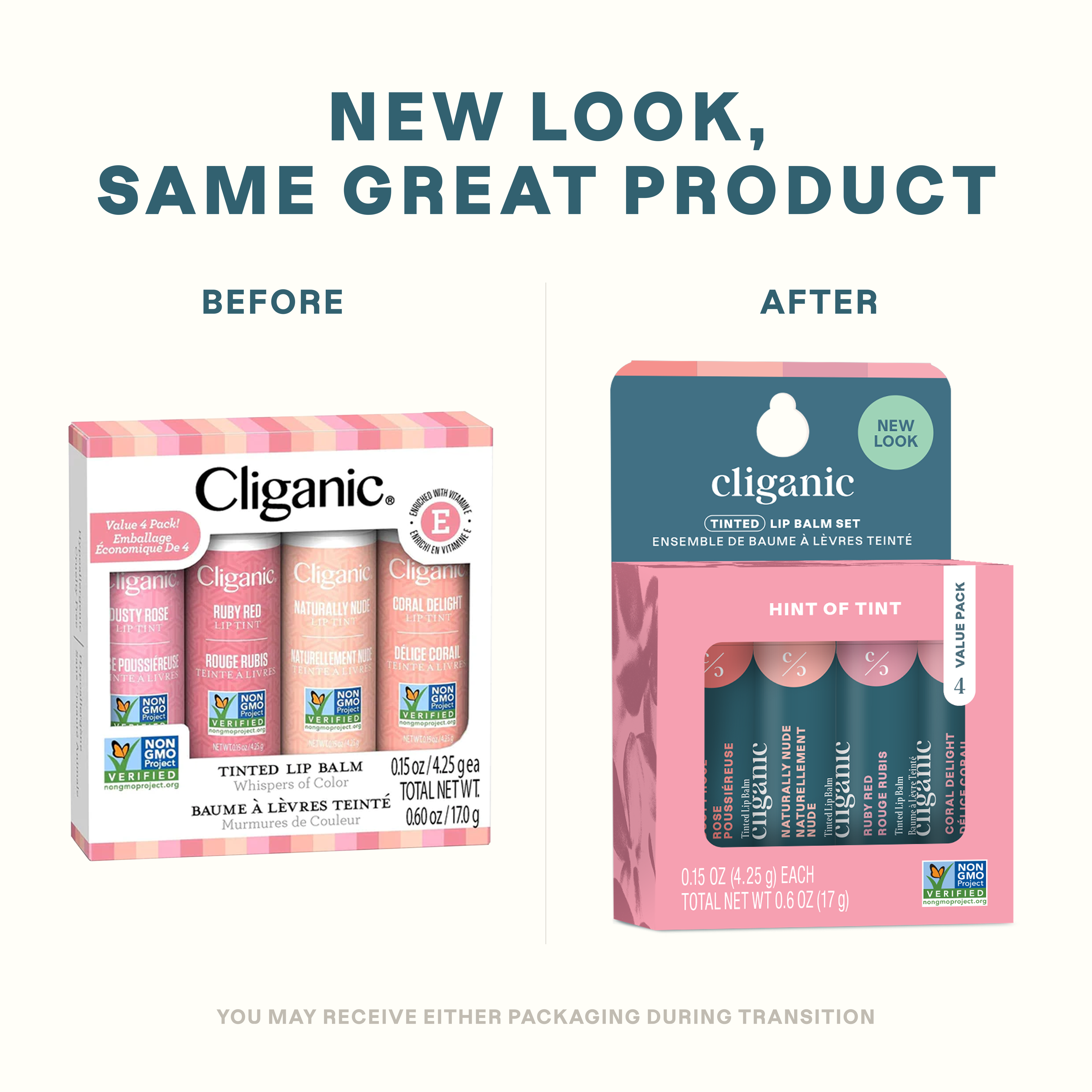 Cliganic - Wholesale Lip Balm - NON-GMO Tinted Lip Balm, 4 Colors1