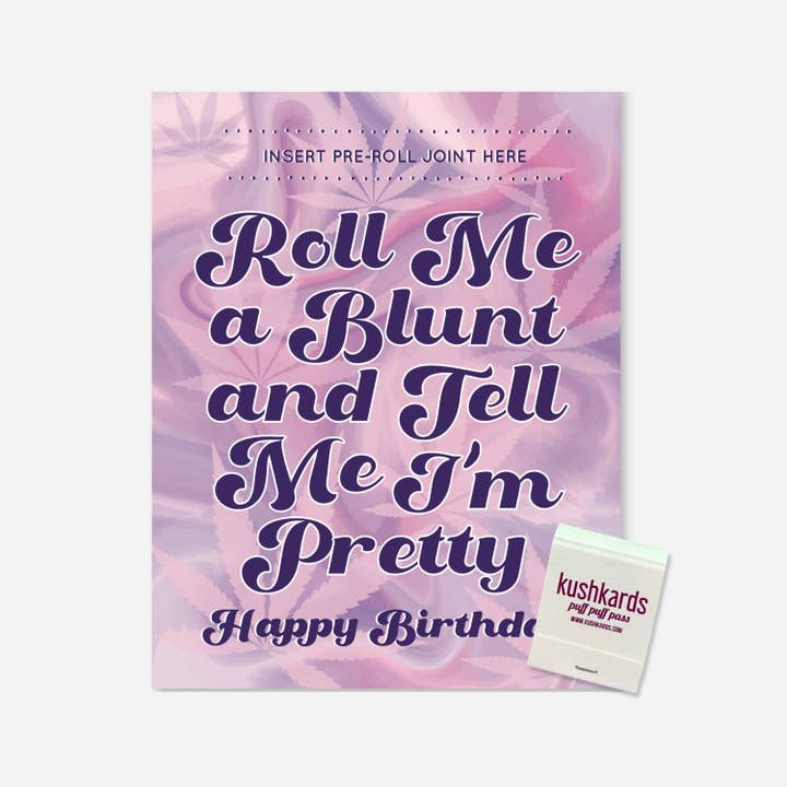 Roll Me A Blunt Birthday Greeting Card w/ Matchbook for wholesale by KushKards