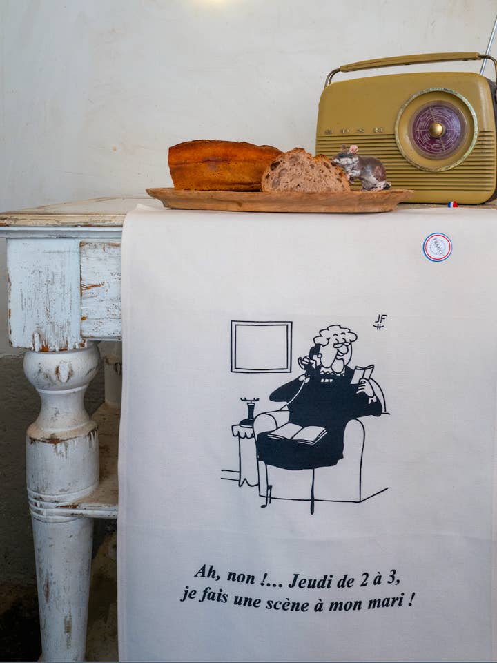 O PANO DE COZINHA IMPRESSO XL JACQUES FAIZANT "A Cena Doméstica" por atacado de LES CHAHUTEES