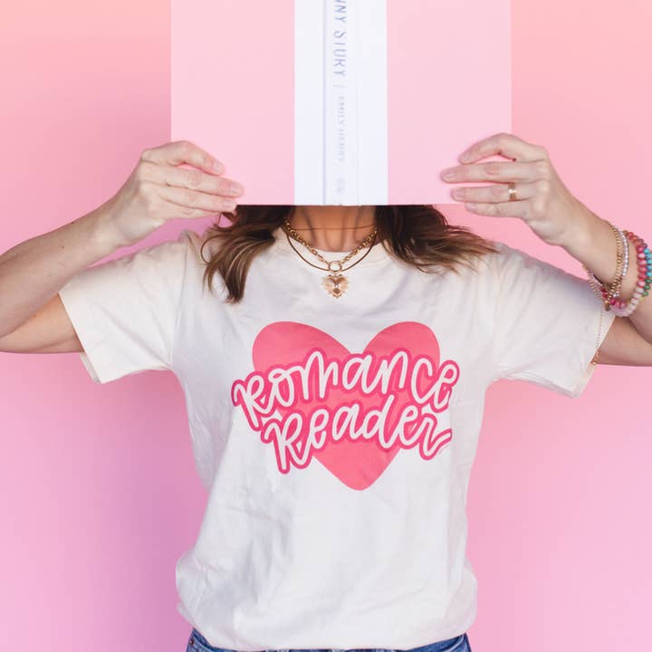 Pippi Post - Wholesale Screen Printed T-Shirt - Women's - Romance Reader Tee - Ivory2