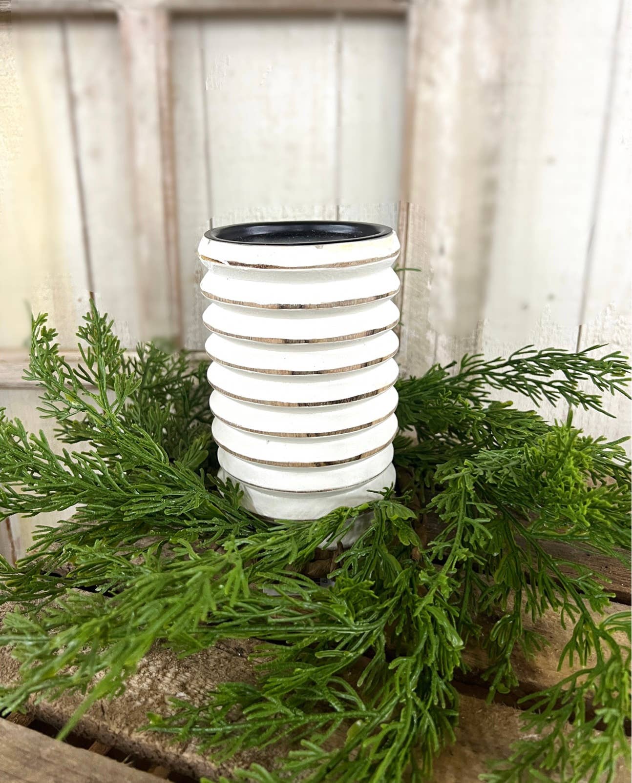 Wholesale Home Decor – Engroshandel Krans – Stedsegrønne Cedar 4,5in Candle Ring