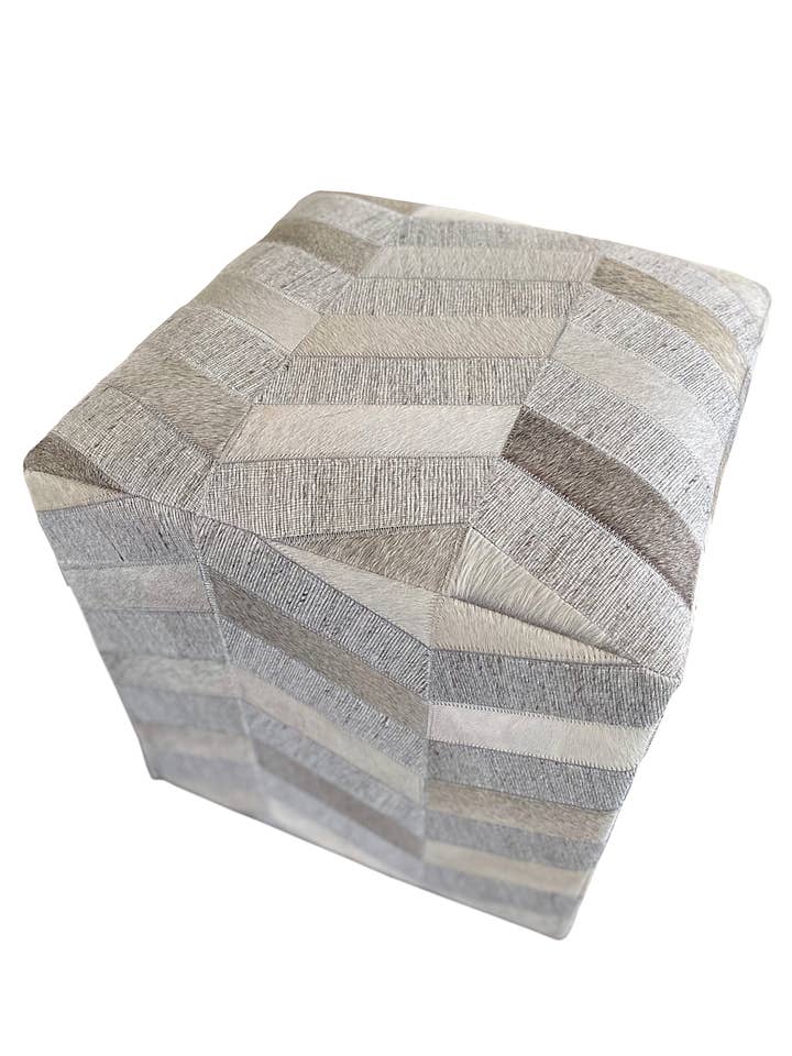 Geometric Pouf Caleb, Brown (18"x18"x18") for wholesale by Noori Rug