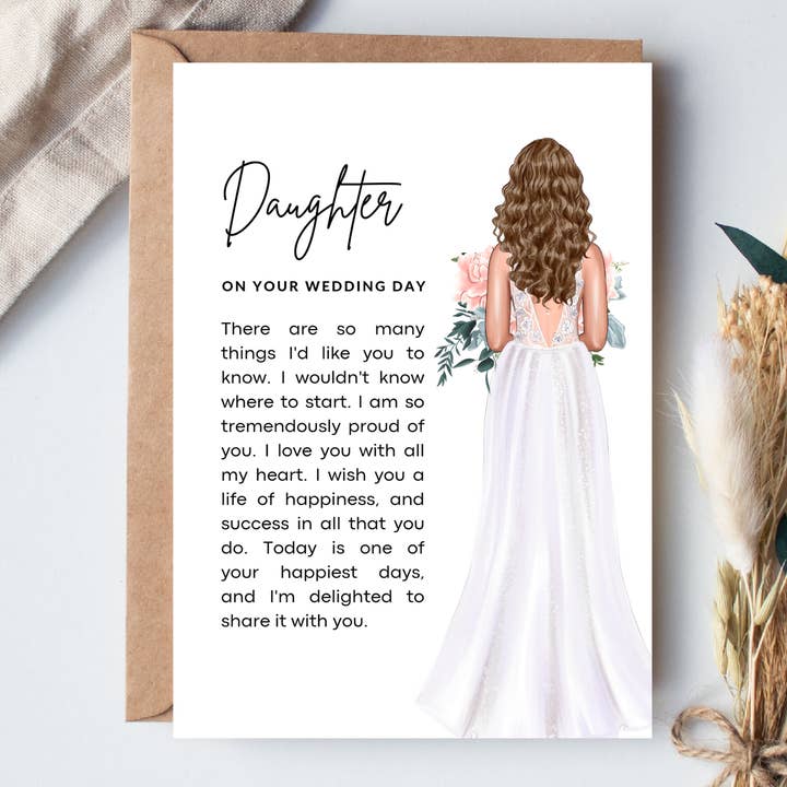 Boho Babe UK Studio – wholesale Wedding card – Daughter on your Wedding Day Printed Poem Keepsake
